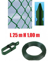 Recinzione Completa 25mt  Lineari Rete Metallica Plastificata (Rete h100 cm) (Maglia:mm50X50) con Pa