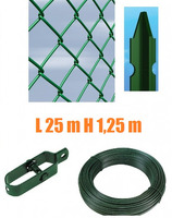Recinzione Completa 25mt  Lineari Rete Metallica Plastificata (Rete h125 cm) (Maglia:mm50X50) con Pa