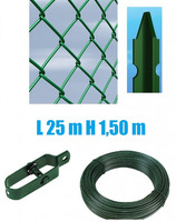 Recinzione Completa 25mt  Lineari Rete Metallica Plastificata (Rete h150 cm) (Maglia:mm50X50) con Pa