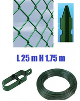 Recinzione Completa 25mt  Lineari Rete Metallica Plastificata (Rete h175 cm) (Maglia:mm50X50) con Pa