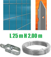 Recinzione Completa 25mt  Lineari Rete Metallica Zincata (Rete h200 cm) (Maglia:mm75X50) con Paletti
