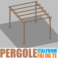 Pergola da Giardino in Legno di Pino Impregnato - mt 3 X 4 x 2,5h - con Supporti a Tassellare