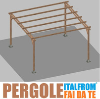 Pergola da Giardino in Legno di Pino Impregnato - mt 4 X 4 x 2,5h - con Supporti a Tassellare