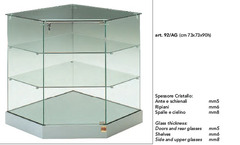 Banco Vendita Vetrina/Angolare  L73xP73xH90 cm Cristalli Temperati Ante Battenti art OF92AG - 2