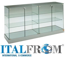 Banco Vendita Vetrina L182xP60xH90 cm CRISTALLI TEMPERATI ANTE BATTENTI art OF1601L