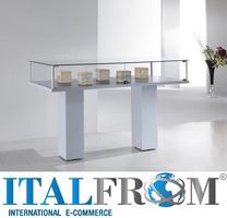 Vetrina in Cristallo Temperato con 2 Piantane in Legno dimensioni (117X51X h103) Alldes  Made in Ita