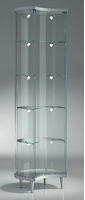 Vetrina Mezza Luna in Cristallo Temperato 4 Ripiani  Altezza 190 cm Diametro 56 cm