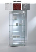 Vetrina Ovale Grande in Ecopelle con Cristalli Temperati (97 x 56 x h 190 cm)