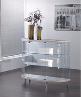 Banco Vetrina Semiovale Laccato in Cristallo Temperato H 93 cm