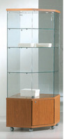 Vetrina Angolare Cristalli Temperati con Faretti e Mobile 68x68x181cm LL OF718LM Made in Italy