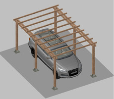Carport Tettoia per Auto in Legno di Pino Impregnato - mt 5 X 3 - con Supporti a Tassellare