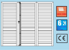 Persiana Porta-Finestra in Alluminio a Muro Squadrata 3 Ante Orientabili H2200xL2200 mm - Profilo IT