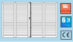 Persiana Porta-Finestra in Alluminio a Muro Squadrata 4 Ante Orientabili H2200xL2600 mm - Profilo IT