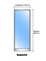 Modulo Parete Divisoria in Vetro Trasparente Alluminio - H2550xL1000 mm - ITALFROM®