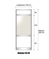Modulo Parete Divisoria in Alluminio Vetro Opale e Bachelite 2 Traverse - H2550xL1000 mm - ITALFROM®