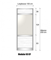 Modulo Parete Divisoria in Alluminio Vetro Opale e Perline 2 Traverse - H2550xL1000 mm - ITALFROM®