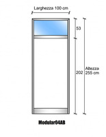 Modulo Parete Divisoria in Vetro Trasparente Alluminio e Bachelite 1 Traversa Alta - H2550xL1000 mm 