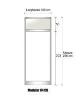 Modulo Parete Divisoria in Alluminio Vetro Opale e Bachelite 1 Traversa Alta - H2550xL1000 mm - ITAL