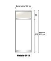 Modulo Parete Divisoria in Alluminio Vetro Opale e Bachelite 1 Traversa Alta - H2550xL1000 mm - ITAL