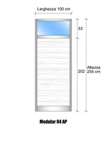 Modulo Parete Divisoria in Vetro Trasparente Alluminio e Perline 1 Traversa Alta - H2550xL1000 mm - 