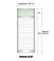Modulo Parete Divisoria in Alluminio e Vetro Satinato e Perline 1 Traversa Alta - H2550xL1000 mm - I