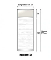 Modulo Parete Divisoria in Alluminio Vetro Opale e Perline 1 Traversa Alta - H2550xL1000 mm - ITALFR