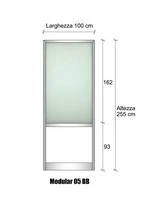 Modulo Parete Divisoria in Alluminio e Vetro Satinato e Bachelite 1 Traversa Bassa - H2550xL1000 mm