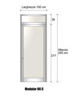 Modulo Parete Divisoria in Alluminio Vetro Opale con Porta - H2550xL1000 mm - ITALFROM®