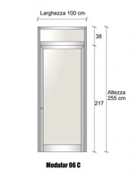 Modulo Parete Divisoria in Alluminio Vetro Opale con Porta - H2550xL1000 mm - ITALFROM®