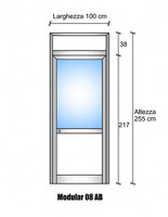 Modulo Parete Divisoria in Vetro Trasparente Alluminio e Bachelite con Porta - H2550xL1000 mm - ITAL
