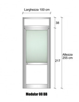 Modulo Parete Divisoria in Alluminio e Vetro Satinato Bachelite con Porta - H2550xL1000 mm - ITALFRO