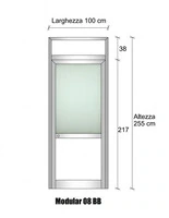 Modulo Parete Divisoria in Alluminio e Vetro Satinato Bachelite con Porta - H2550xL1000 mm - ITALFRO