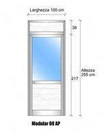 Modulo Parete Divisoria in Vetro Trasparente Alluminio e Perline con Porta - H2550xL1000 mm - ITALFR