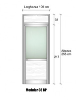 Modulo Parete Divisoria in Alluminio e Vetro Satinato Perline con Porta - H2550xL1000 mm - ITALFROM®