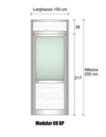 Modulo Parete Divisoria in Alluminio e Vetro Satinato Perline con Porta - H2550xL1000 mm - ITALFROM®