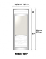 Modulo Parete Divisoria in Alluminio Vetro Opale e Perline con Porta - H2550xL1000 mm - ITALFROM®