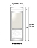 Modulo Parete Divisoria in Alluminio Vetro Opale e Perline con Porta - H2550xL1000 mm - ITALFROM®