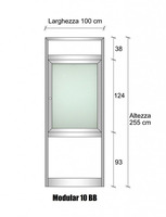 Modulo Parete Divisoria in Alluminio e Vetro Satinato e Bachelite con Finestra - H2550xL1000 mm - IT
