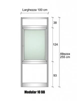 Modulo Parete Divisoria in Alluminio e Vetro Satinato e Bachelite con Finestra - H2550xL1000 mm - IT