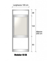 Modulo Parete Divisoria in Alluminio Vetro Opale e Bachelite con Finestra - H2550xL1000 mm - ITALFRO