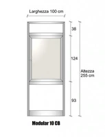 Modulo Parete Divisoria in Alluminio Vetro Opale e Bachelite con Finestra - H2550xL1000 mm - ITALFRO