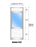 Modulo Parete Divisoria in Vetro Trasparente Alluminio e Perline con Finestra - H2550xL1000 mm - ITA