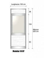 Modulo Parete Divisoria in Alluminio Vetro Opale e Perline con Finestra - H2550xL1000 mm - ITALFROM®