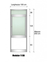 Modulo Parete Divisoria in Alluminio e Vetro Satinato Luce e Bachelite con Finestra - H2550xL1000 mm