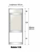 Modulo Parete Divisoria in Alluminio Vetro e Luce Opale e Bachelite con Finestra - H2550xL1000 mm -