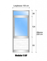 Modulo Parete Divisoria in Vetro Trasparente Luce Alluminio e Perline con Finestra - H2550xL1000 mm 