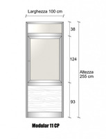 Modulo Parete Divisoria in Alluminio Vetro e Luce Opale e Perline con Finestra - H2550xL1000 mm - IT