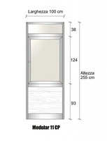 Modulo Parete Divisoria in Alluminio Vetro e Luce Opale e Perline con Finestra - H2550xL1000 mm - IT