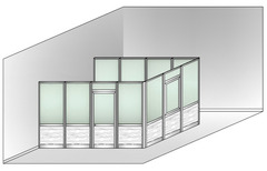 Box Modulare 3 Lati in Alluminio Vetro Satinato e Perline - 4x3 m - ITALFROM®