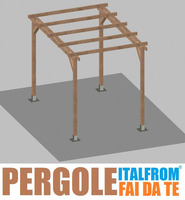 Pergola da Giardino in Legno di Pino Impregnato - mt 3 X 2 x 2,5h - con Supporti a Tassellare